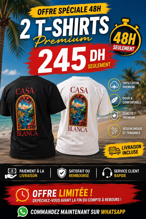 🔥 2 T-Shirts Premium à seulement 245 DH ! 👕 لبس يعطيك الثقة... والأناقة تبدأ من هنا.