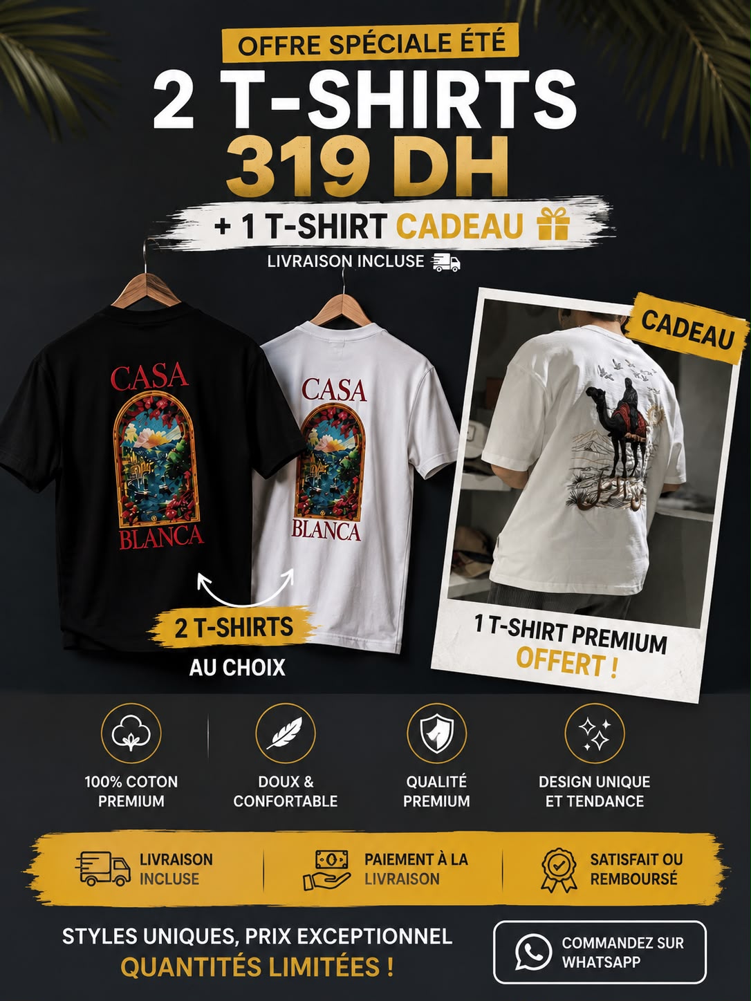 1. 🔥 3 T-Shirts Premium بـ 319DH فقط!