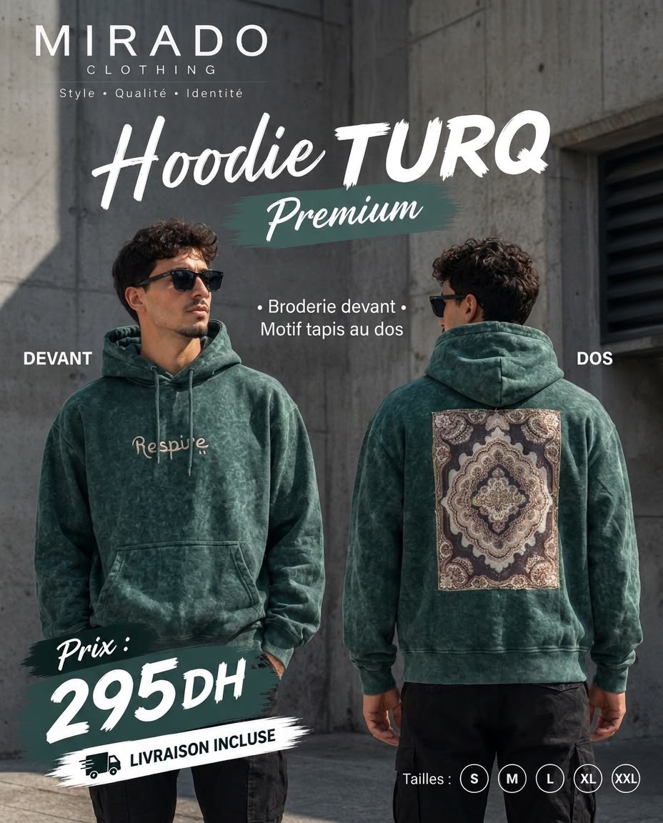 🇹🇷 Hoodie Homme Tissu Turc — Un Look Premium au Quotidien