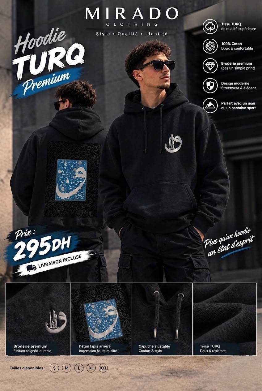 🔥 Hoodie Premium en Tissu Turc 🇹🇷 — Style & Confort