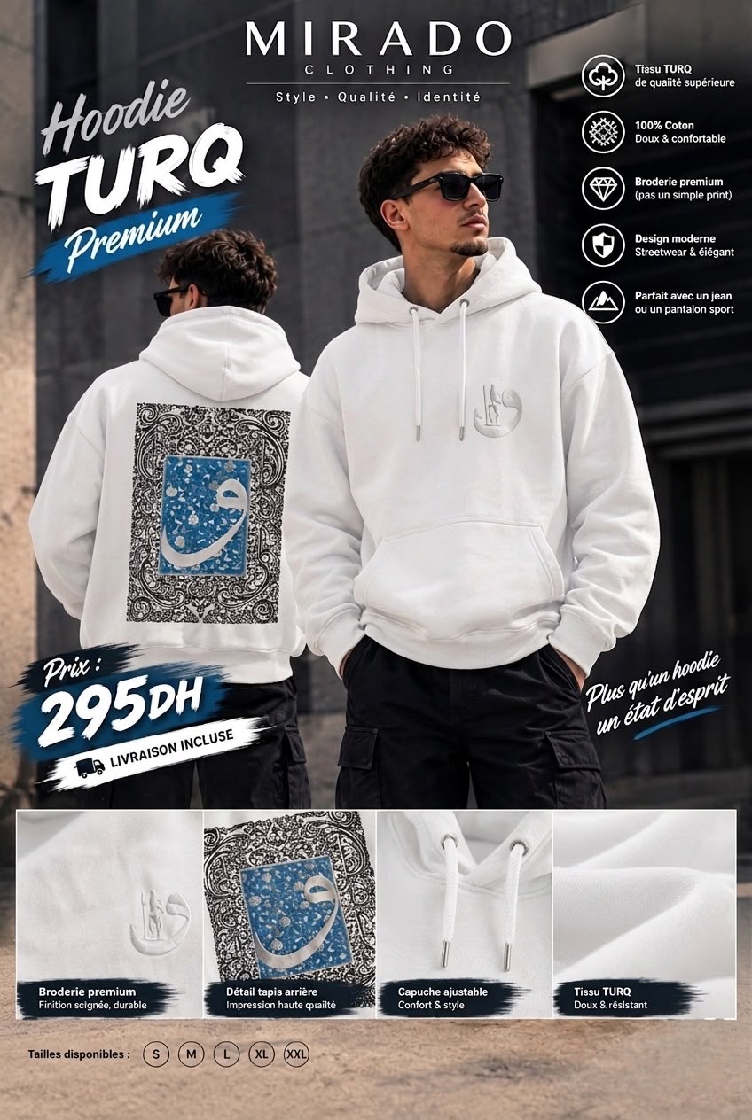 🔥 Hoodie Premium en Tissu Turc 🇹🇷 — Style & Confort