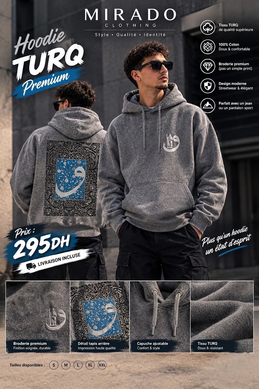 🔥 Hoodie Premium en Tissu Turc 🇹🇷 — Style & Confort